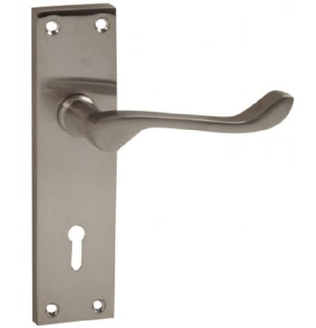 Premium Victorian Scroll Door Handle - Lock (Satin Chrome Plated)